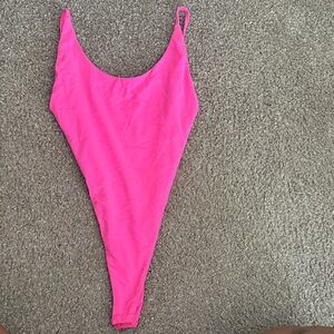 Hot Pink Scoop Neck Swimsuit